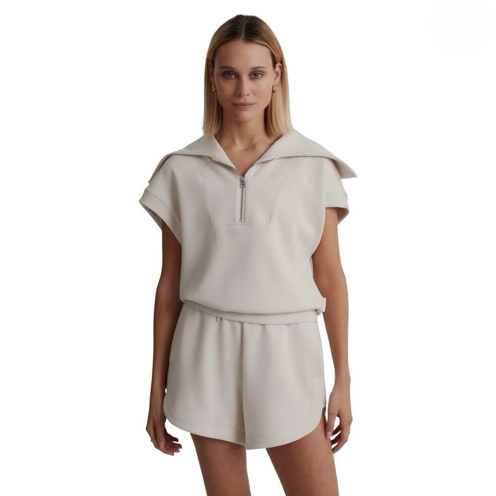 Varley Cream Athletic Shorts